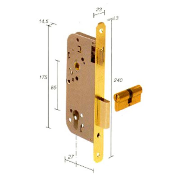 CERRADURA EMBUTIR G/LLAVE EUROP ROMO LT