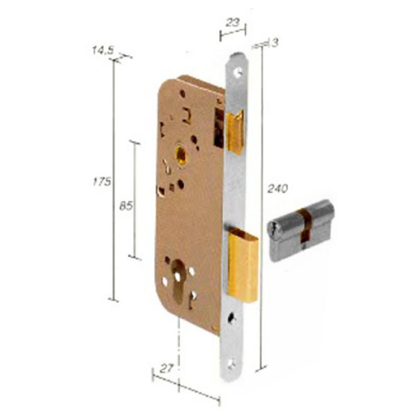 CERRADURA EMBUTIR G/LLAVE EUROP ROMO NI